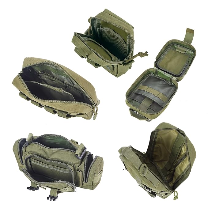 Universal Tactical Car Seat Back Organizer Bag Tactical Molle Vehicle Organizers Panel Gear Accessories with 5 Different Size Molle Pouches for Car Truck Ford Jeep Vehicle (A style-Military green)