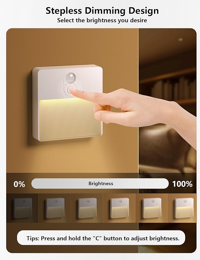 Motion Sensor Night Light Indoor, Rechargeable Battery Operated Lights with RGB Lights, Magnetic Stick On Light for Closet Toilet Bathroom Under Cabinet Hallway Stair Bedroom Kitchen, 2 Packs
