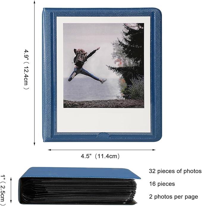 iFreak Polaroid Photo Album Book Fits For Fujifilm Instax Wide Square Picture Album, Holds Square Instant Square SQ1 SQ6 SQ10 SQ20 Camera Film Polaroid 600 i Type 3.5x4.25 inch Film (Marine Blue)