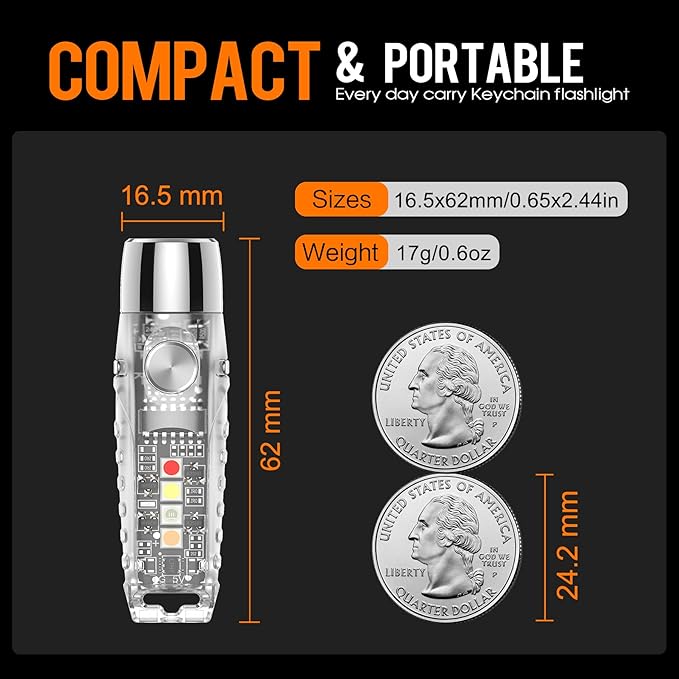 S12Pro Keychain Flashlight Rechargeable,750 High Lumen EDC Mini Flashlight with Clip,Multifunction COB Light with 365nmUV-11 Lighting Modes, Tail Magnet, Flash Light