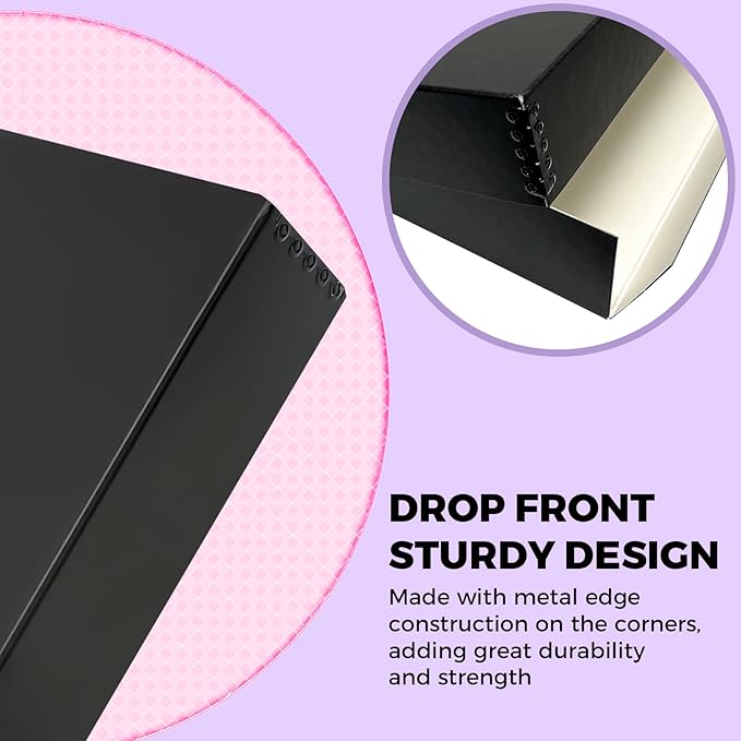 Golden State Art, Acid-Free Archival 9x12 Inches Metal Edge Drop Front Museum Photo Storage Box, Preserve Documents, Prints, Pictures, Photographs, Arts And Crafts, Black