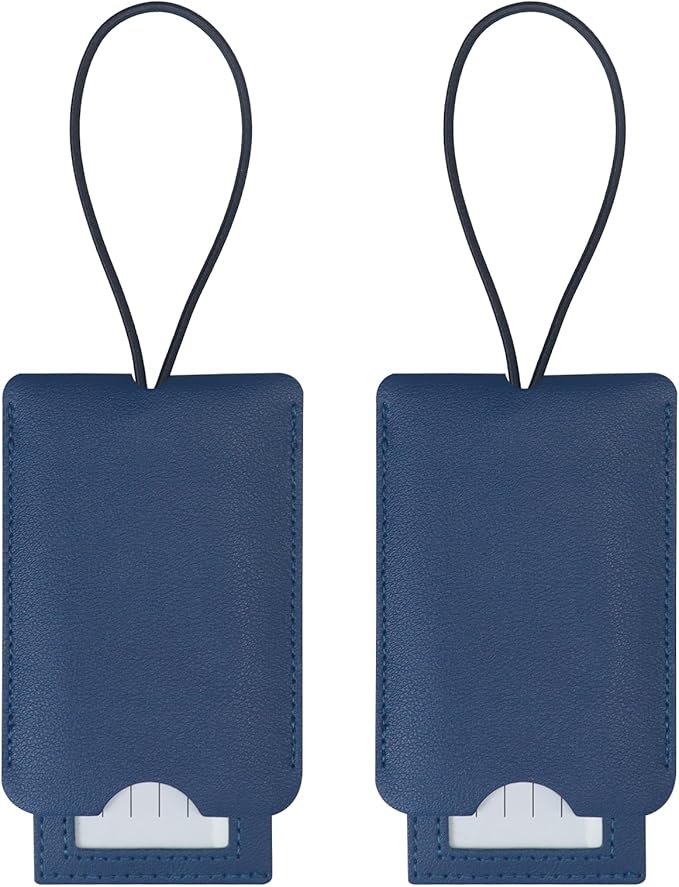 Gloppie Luggage Tags for Suitcases PU Leather Travel Bag Tag for Luggage Dark Blue 2 Pack