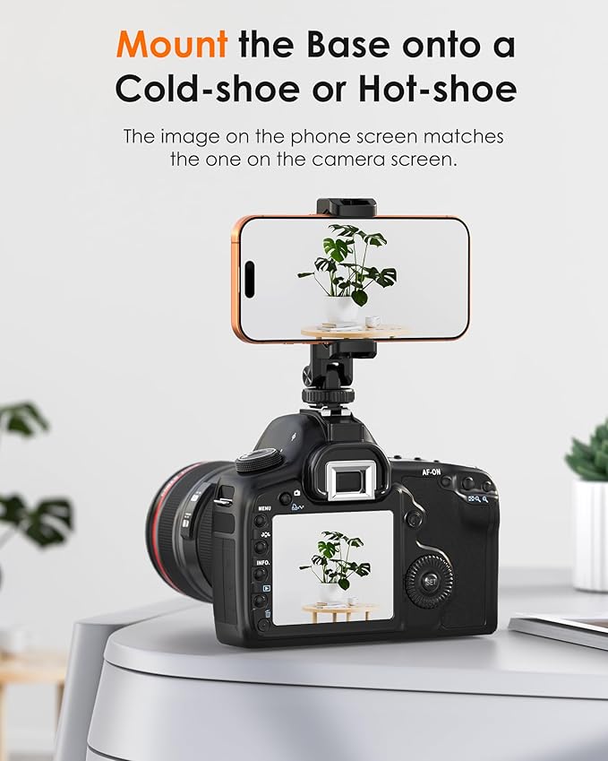 Tripod Phone Mount, Dual Phone Holder with 4 Cold Shoe and 1/4" Screw, 360° Rotates and 180° Tilts Adjustable Cold Shoe Mount for Phone, Camera, Stabilizers, Video, Live Streaming, Vlogging