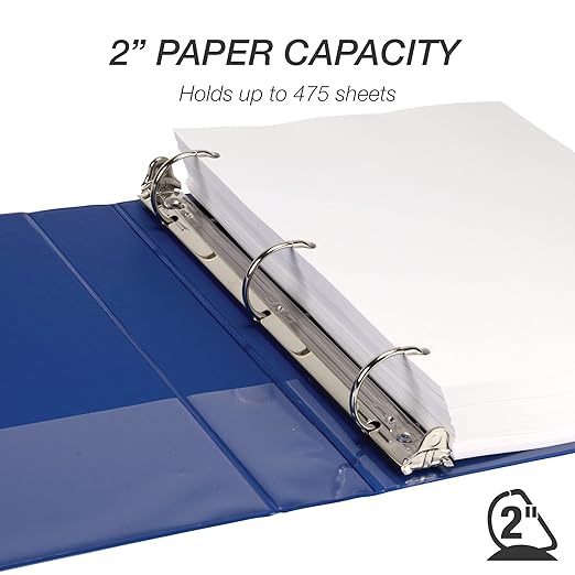 Samsill Durable 2 inch 3 Ring Binder, Made in USA, D Ring Binder, FSC 100% Recycled Chipboard, Blue, 4 Pack