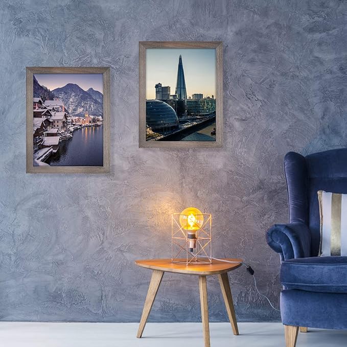 Emfogo Picture Frames 8.5 x 11 Certificate Frames Diploma Frame with Stand Rustic Wood Document Frames with High Definition Glass for Wall or Tabletop Display Set of 2 Weathered Grey