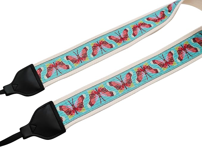 UNIKSTRAP Original Design Adjustable Camera Strap, Green Butterfly, 2 Inch (5cm) Width, Fit for Canon Nikon Sony Interchangeable Lens Digital Camera/DSLR