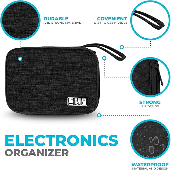 Electronics Charger Organizer - Travel Cable Case for Cords, Chargers, and Tech Accessories