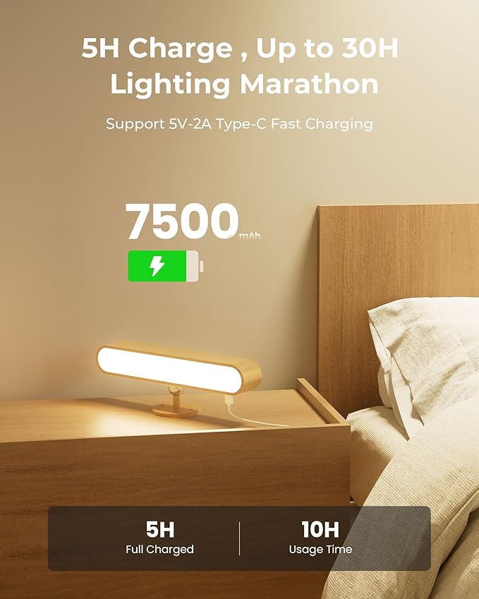 Rechargeable LED Wall Sconces Set of Two,Wall Lights for Bedroom with Remote Control and Touch,360° Magnetic Rotation,3 Colors Dimmable Brightness Wood Wall Lamps with 15 RGB Colors,2 Pack