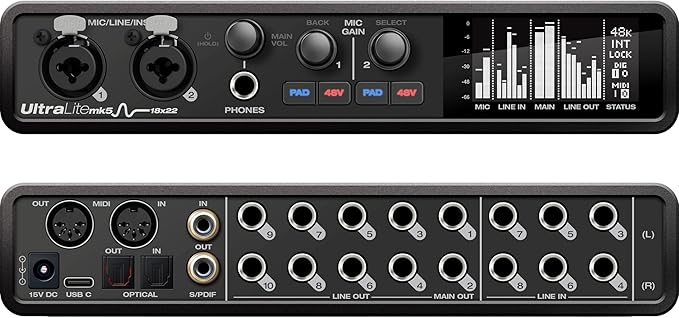 MOTU UltraLite-mk5 18x22 USB Audio Interface 3 for Mac, Windows and iOS with mixing and effects