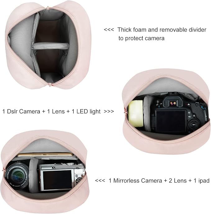 Camera Bag Crossbody Small Cute Camera Bag Purse for Women Waterproof Leather Travel Shoulder Case Sling Designer for Mirrorless or DSLR SLR Pink
