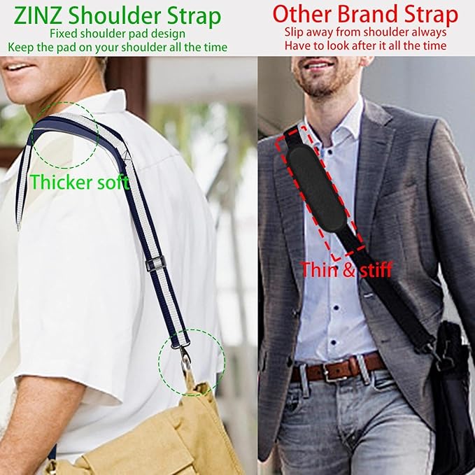 ZINZ Shoulder Strap 58" Ultra-Thick Fixed Padded and Adjustable Buckles Crossbody Strap for Briefcase Laptop Bag Luggage