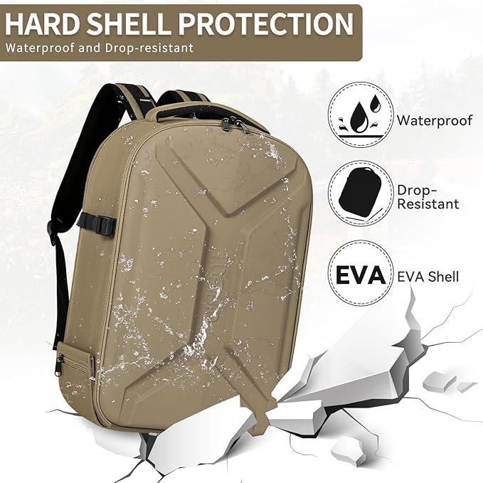 Camera Backpack, Hardshell DSLR Photography Camera Bag with Rain Cover, Waterproof Hard Shell Camera Case with Tripod Holder & 15.6" Laptop Compartment Compatible with Canon/Nikon/Sony/DJI Mavic Drone