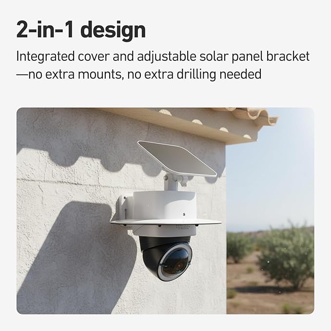 Holicfun Rain & Sun Shield Cover with Adjustable Solar Panel Mount for Eufy 4G LTE Cam S330