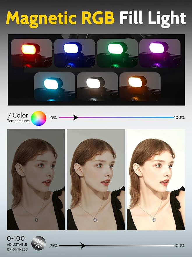 AOCHUAN Auto Face Tracking Tripod 360 Rotation w/RGB Light,Single-axis Phone Gimbal for iPhone Android w/Remote Control,Phone Stand Follow You for Video Recording,TikTok Vlogging(M2Pro Black)