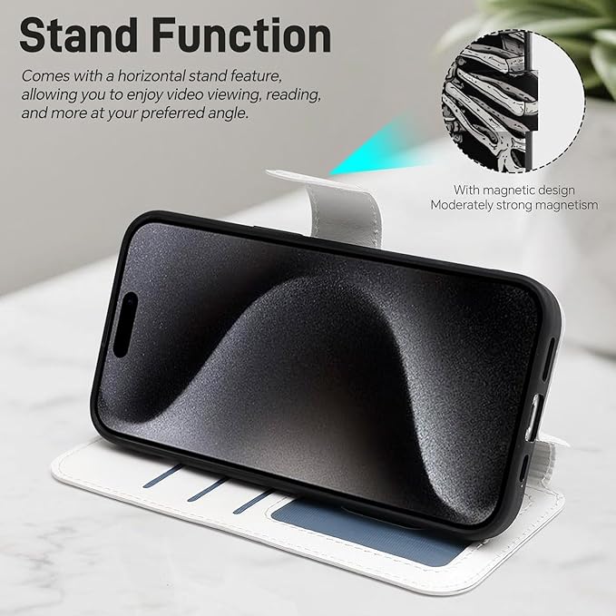 Skeleton Ribcage Bone Flip Leather Phone Case Compatible with iPhone 15/15 Plus/15 Pro/15 Pro Max