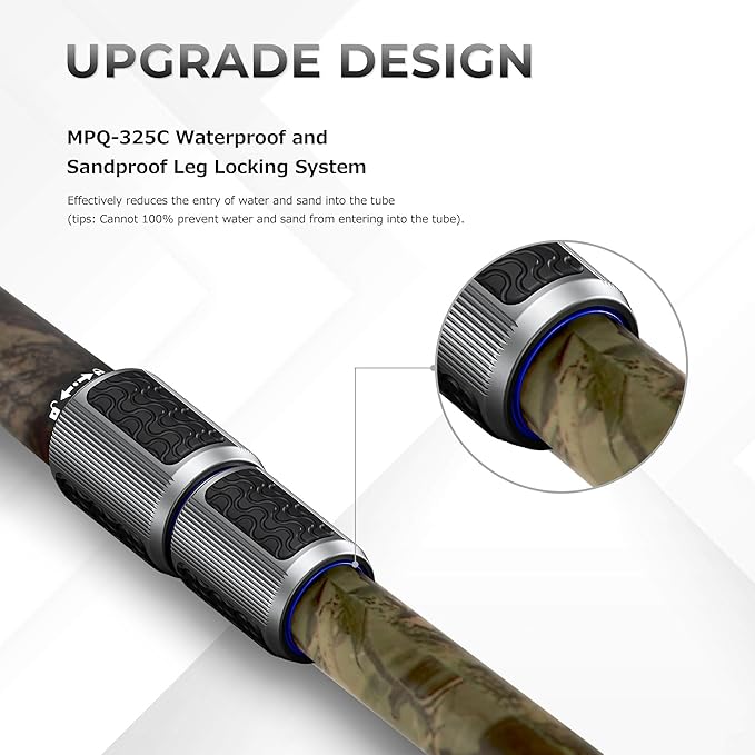 LEOFOTO Camera Monopod Carbon Fiber Portable Compact Lightweight Travel Monopod with Wrist Strap, Silicone Handle, Twist Locks, 5-Section up to 165cm, Max Load 15kg，Camo(MPQ-325C)