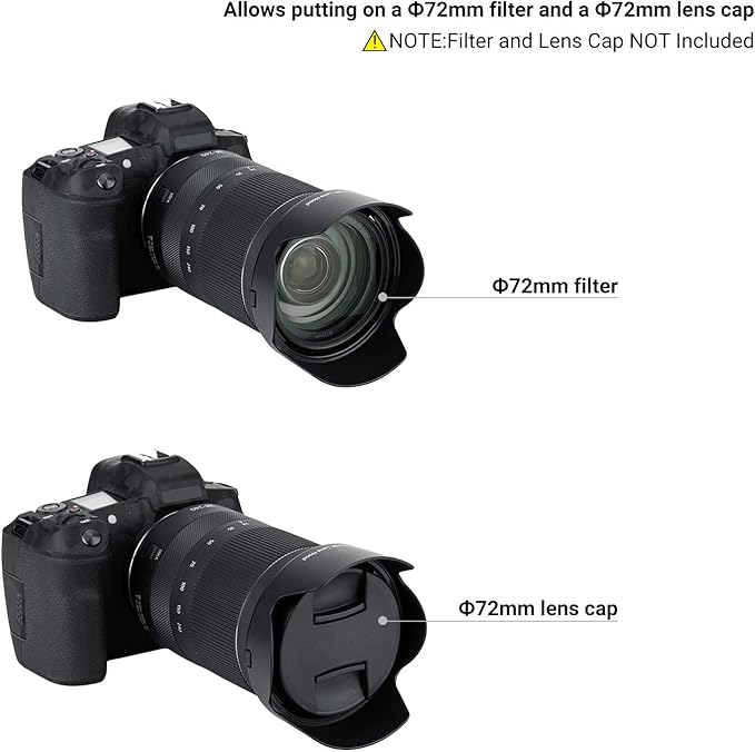 JJC EW-78F Lens Hood Reversible Lens Shade Cover for Canon RF 24-240mm F4-6.3 is USM Lens Replace EW-78F Lens Hood, Compatible with 72mm Filter and Lens Cap