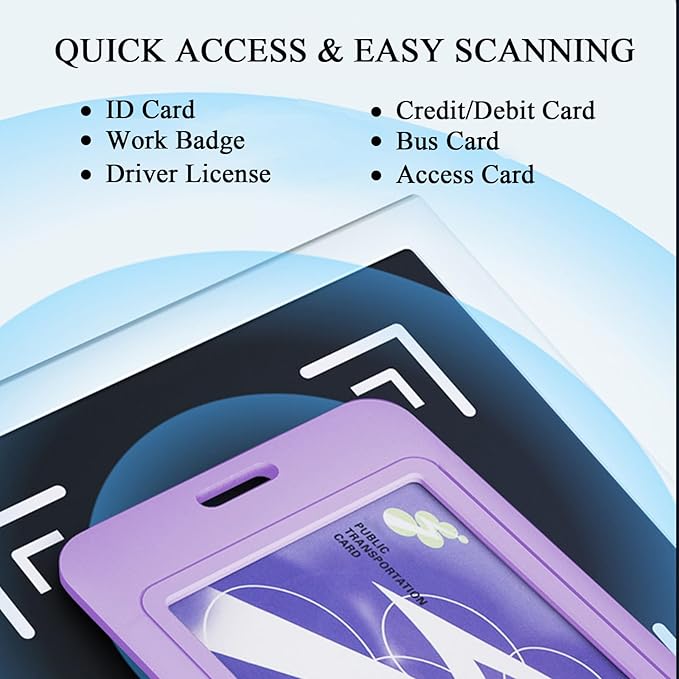 Larpur Pack of 2 Sliding ID Badge Holders Hard Plastic Vertical Card Cases with Clear ID Window for School, Office, Factory, Purple
