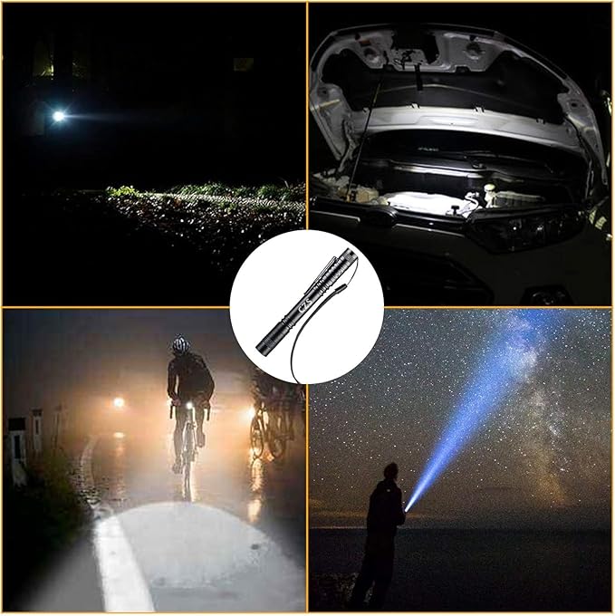 CZS Flashlight, 2 Pack Pen Light, Small Flashlights High Lumens, Battery-Powered LED Flashlight by 2AAA Battery, Waterproof Pocket Flashlights for Work, Emergency (Battery Not Included)