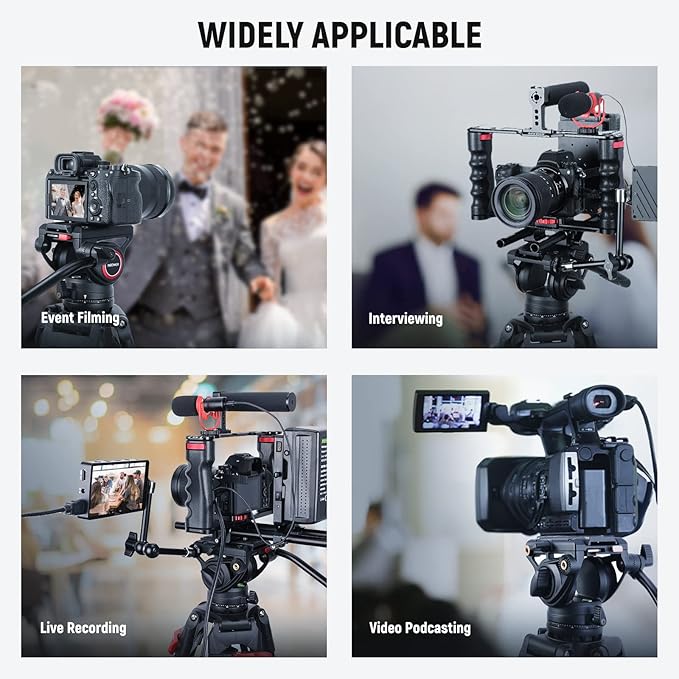 NEEWER 74" Video Tripod with Fluid Head, QR Plate , Aluminum Heavy Duty Camera Tripod Professional for DSLR Cameras Camcorders, Max Load 17.6lb/8kg, TP74