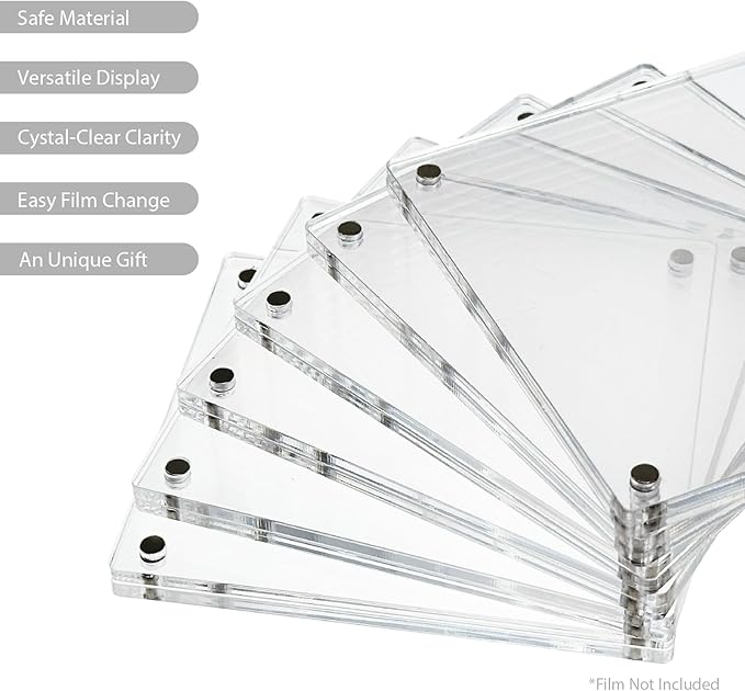 GDSZDDXX Premium Acrylic Magnetic Reversal Film Holders, 6 Packs Archival Storage High Transparency Display Holder for Reversal Film 6X7