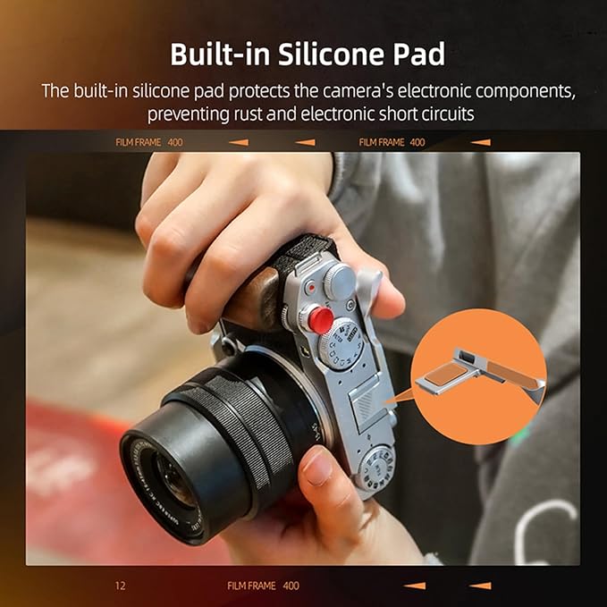 XM5 Metal Thumb Grip for Fujifilm XM5 Camera, Thumb Up Rest Anti-Slip Grip with Hot Shoe Shutter Button Cover Protector for Fuji FUJIFILM X-M5 Camera, with Anti-Scratch Silicone Pad (Black)