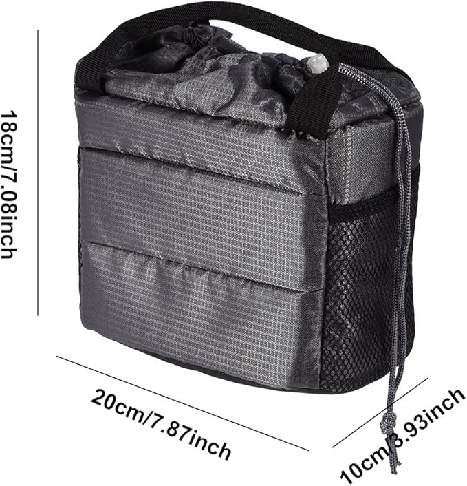 Padded DSLR/SLR Camera, Portable Insert Partition Camera Handbag Shockproof Protective Case Carrying Pouch for DSLR Camera/Lens(Gray)