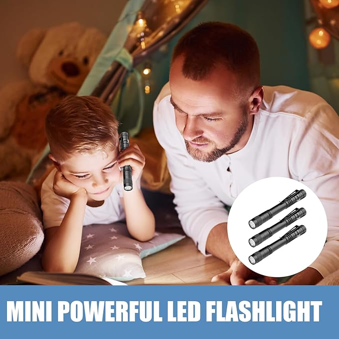 Mini Flashlight, AAA Small Pen Light with Clip, Portable 500lm Pocket Pen Flashlight for Inspection Repair Outdoor Emergency (3 Pack, Black, 5.1")