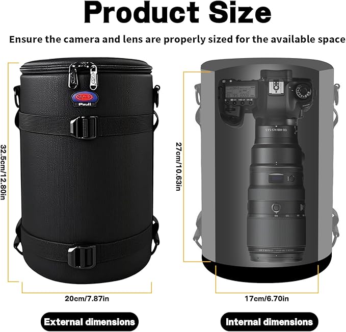 BPAULL Camera Lens Case, Lens Pouch DSLR Camera Lens Bag Fits for Canon Nikon Pentax Sony Olympus Panasonic and Other Camera Lens