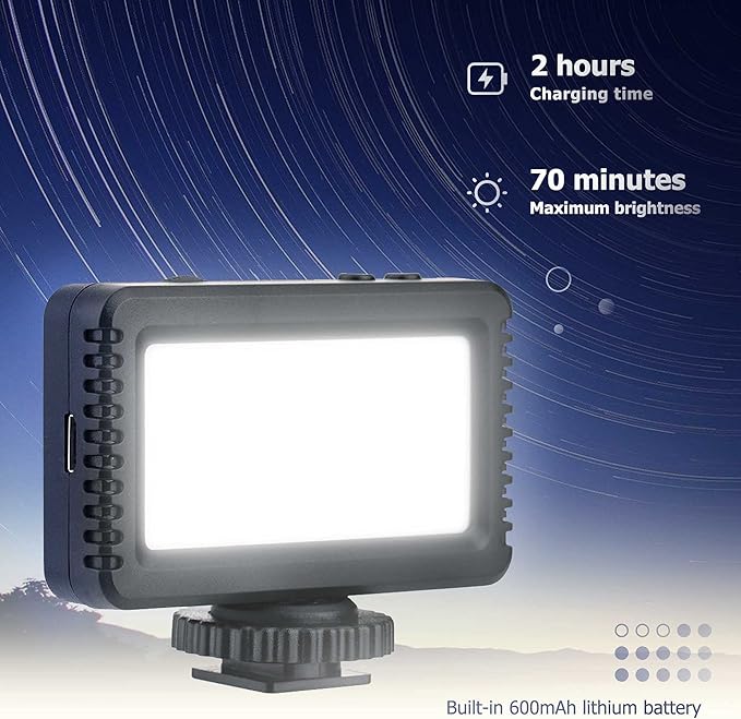 Kiwifotos Mini LED Video Light for Sony ZV-1F ZV1F ZV-1 II ZV1 ZV-E10 II ZVE10 Canon PowerShot V1 EOS R50 V & More Cameras, Flash Attachment Accessories for Vlog Shooting Record, Portable Rechargeable