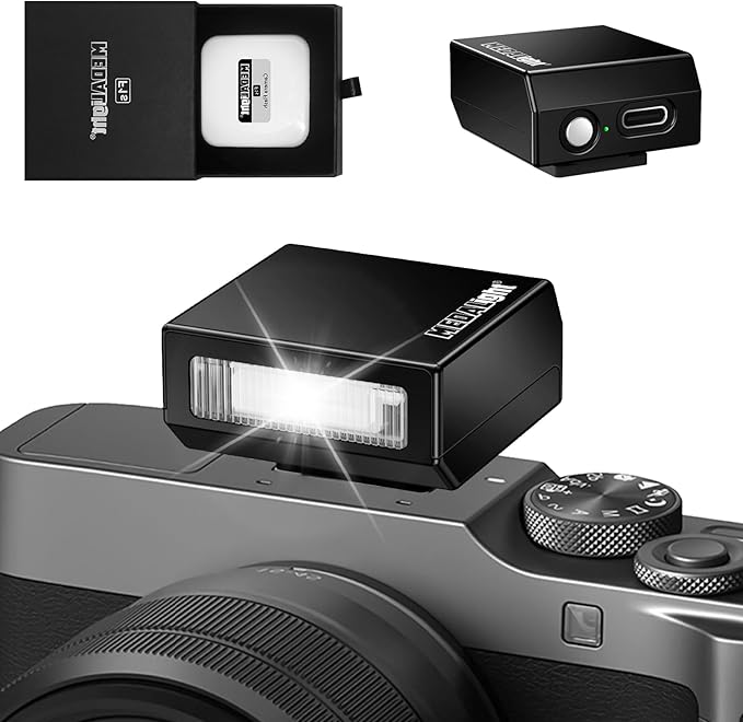 Upgrade Aluminum F1s Mini Camera Flash for Ricoh GR3/GR3X/Fuji/Sony ZV1/Nikon/Canon/Olympus/Digital Film Cameras,Portable Hot Shoe Camera Flash Speedlite for DSLR Camera(Black).