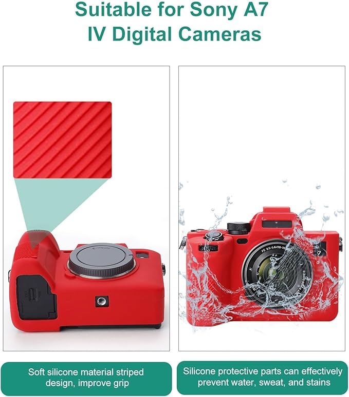 PULUZ Digital Camera Case for Sony A7 IV,Anti-Scratch Soft Silicone Protective Camera Case Camera Skin Case Cover(Red)