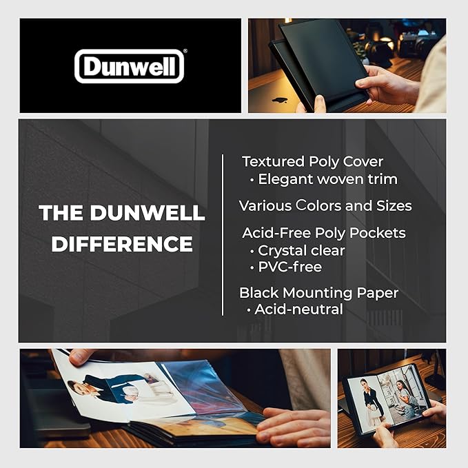 Dunwell 4x6 Photo Album (2-Pack, Black), Mounting Paper, Small 4 x 6 Art Portfolio Presentation Binder, 24 Clear Sleeves Show 48 Pages, Professional Picture Book for Artwork, Postcards