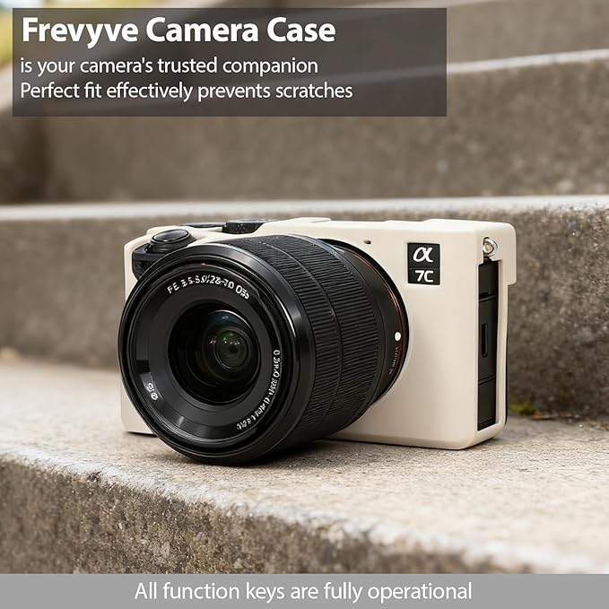 Frevyve Case for Sony A7CII/A7CR Camera Accessories, Soft Silicone Protective Case Skin with Screen Protector, Perfect Fit Sleeve, Lightweight, Anti-Scratch for Sony Alpha 7C II/7CR Cover (Beige)