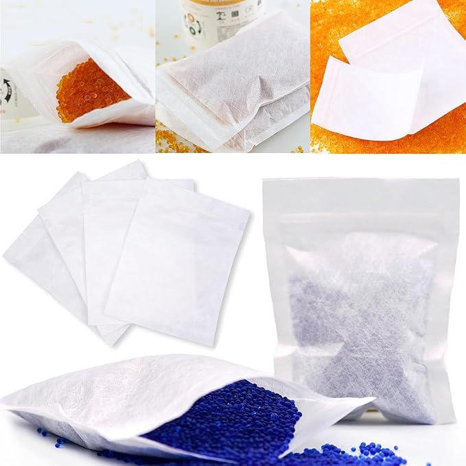 10 Packs Breathable Paper Bags, 6.3 by 8.2 Inch Zip Lock Storage Bags for Small Items, Silica Gel Beads, Desiccant, Jewelry, Samples