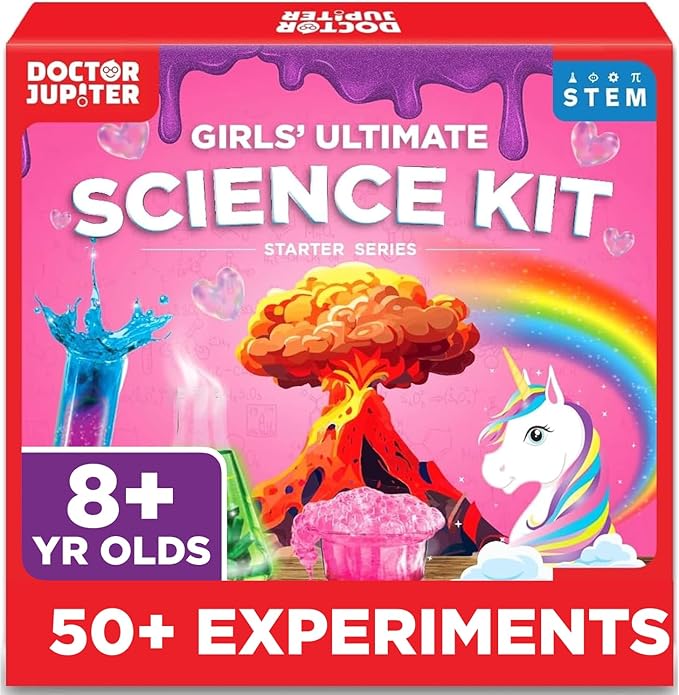 Doctor Jupiter Girls' Science Kit, Chemistry Set for Kids Ages 8-10-12-14 Ideas for 8,9,10+ Year Old Girls | STEM Toy Kit with 50+ Experiments | Learning & Educational Projects