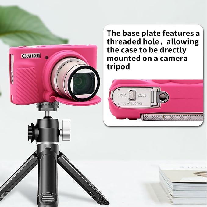 SX740 Camera Case, SX740 Camera Cover Silicone Sleeve Protective Case with Removable Lens Cover, Anti-Scratch Soft Camera Body Skin for Canon PowerShot SX740/SX730 HS Digital Camera,Rose
