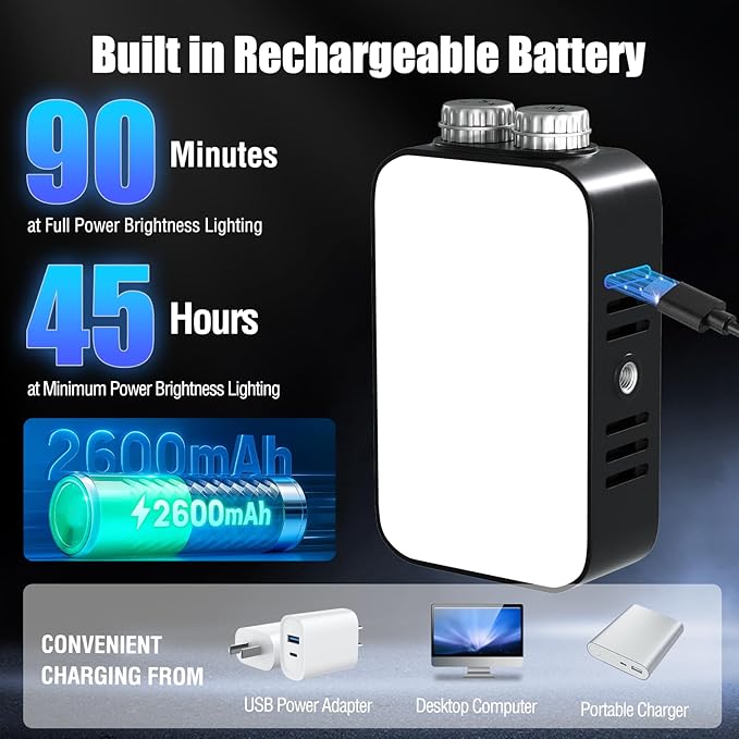 EMART RGB LED Camera Light, 2600mAh Portable Video Light 13 Lighting Effects 360° Full Color, Rechargeable Small Light Panel, 2500K-7000K for Selfie, Content Creator, Photography