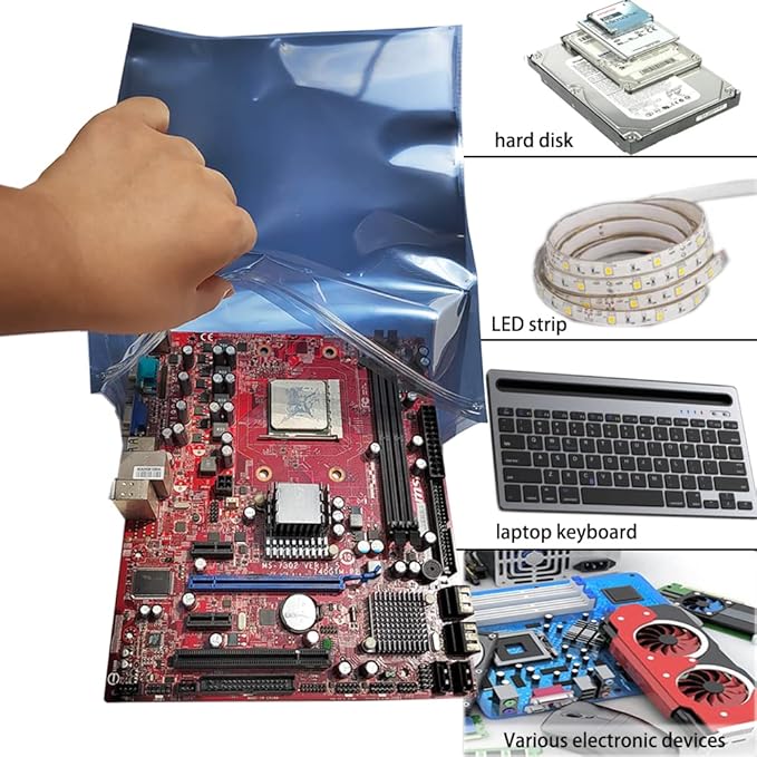 Mantianstar 20pcs 11.8x15.7in/30x40cm Large Anti Static Bags with 20pcs Stickers, Premium Resealable Antistatic Bag,ESD Bags for Computer Electronic Devices