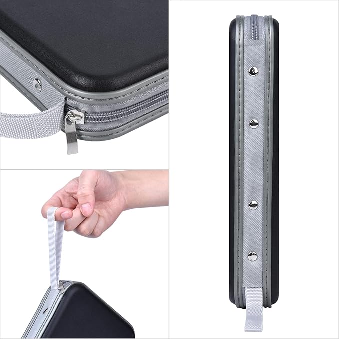 alavisxf xx CD Holder, 72 Capacity CD/DVD Case Holder Portable Wallet Storage Organizer Hard Plastic Protective Storage Holder for Car Travel(72 Capacity, Black 72)