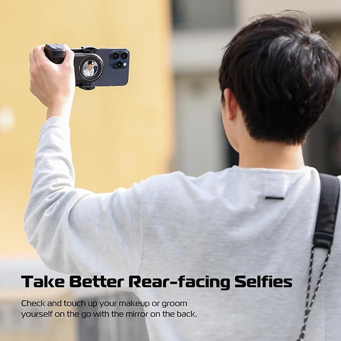 ULANZI Selfie Phone Tripod Mount MA35, 2-in-1 Magnetic & Phone Clip Camera Grip Handle Holder with Detachable Remote Shutter with Cold Shoe Adapter for iPhone 15 16 17 Samsung Video Shooting