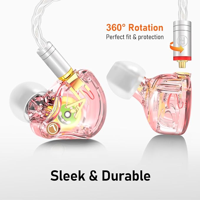 Vibes 202 Wired Earbuds - HiFi in Ear Monitor Headphones – Professional Noise Isolating Ear Buds - Clear Sound, Deep Bass & Comfort-Fit IEM Earphones - MMCX to 3.5mm, Silver Plated Cord, Carrying Case