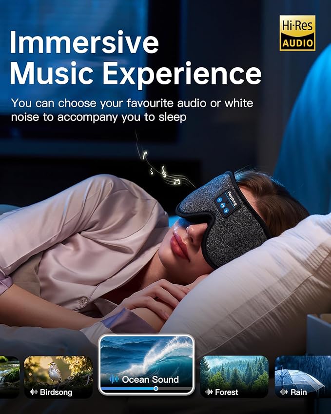2 Pack Sleep Headphones, Bluetooth Headband with 3D Sleep Mask Bluetooth Ultra-Thin HD Stereo Speaker, Sleeping Headphones for Sports, Workouts, Insomnia, Yoga, Air Travel, Meditation, Christmas