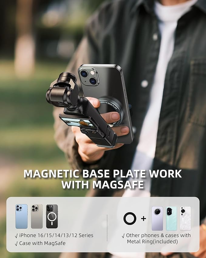 Magnetic Mount Stand Compatible with DJI Osmo Pocket 3, MG-OP3 Pocket3 Adapter Magnet Expansion Phone Holder with 1/4”-20, Arca-Swiss Aluminum Alloy Bracket