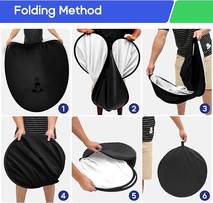 Portable Black White Screen Chair, 57 in Screen Backdrop with Stand 2-in-1Double Sided Foldable Blackwhite Background, for Video Chats and Meetings, Photography, Photo Zoom, Streaming Games