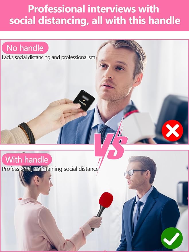 YOUSHARES Handheld Adaptor with Foam Cover, Compatible with Rode and DJI Wireless Microphones for Interviews (Red Foam)