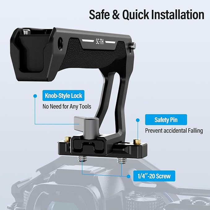 SIRUI Top Handle with Quick Release NATO Clamp Mount, Lightweight Handle Grip with Cold Shoes with Safety Pins for Camera Cage, NATO Rail Included, SC-TH