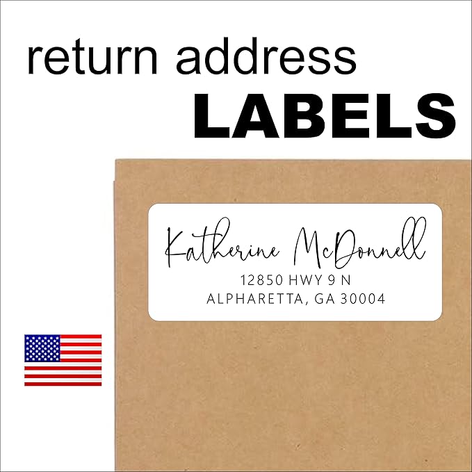 Personalized Return Address Labels - White Custom Printed Name and Home Address Stickers for Wedding, Personal and Business (1000, Signature)
