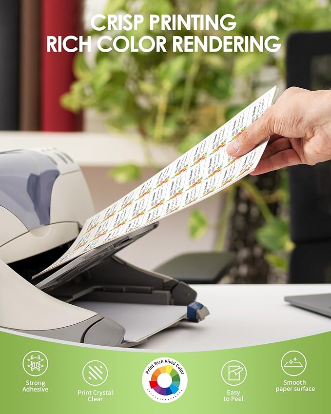 Shipping Label Return Address Mailing Stickers Paper 1" x 2-5/8" for Inkjet Printer Printing Printable Easy to Peel to Write on Envelope Blank Matte White 8.5 x 11, 100 Sheets