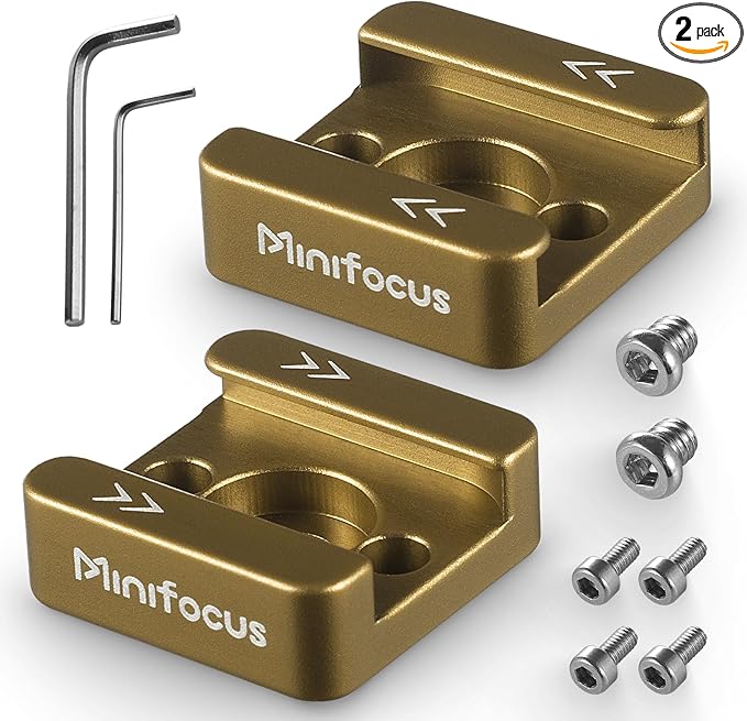 MINIFOCUS Cold Shoe Mount Adapter with 1/4" Thread Hole, 2 Pack Aluminum Alloy Tripod Shoe Mount for DSLR Camera Cage Camcorder Rigs Microphone Flash LED Light Monitor